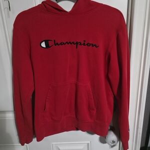 Champion Pullover Hoodie Red Youth  XL Fleece Embroidered Logo Hooded